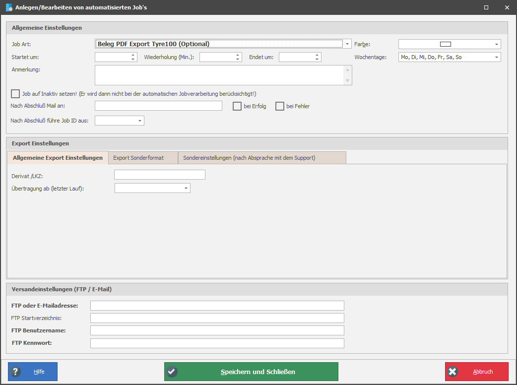 Beleg PDF Export Tyre100 (Optional)