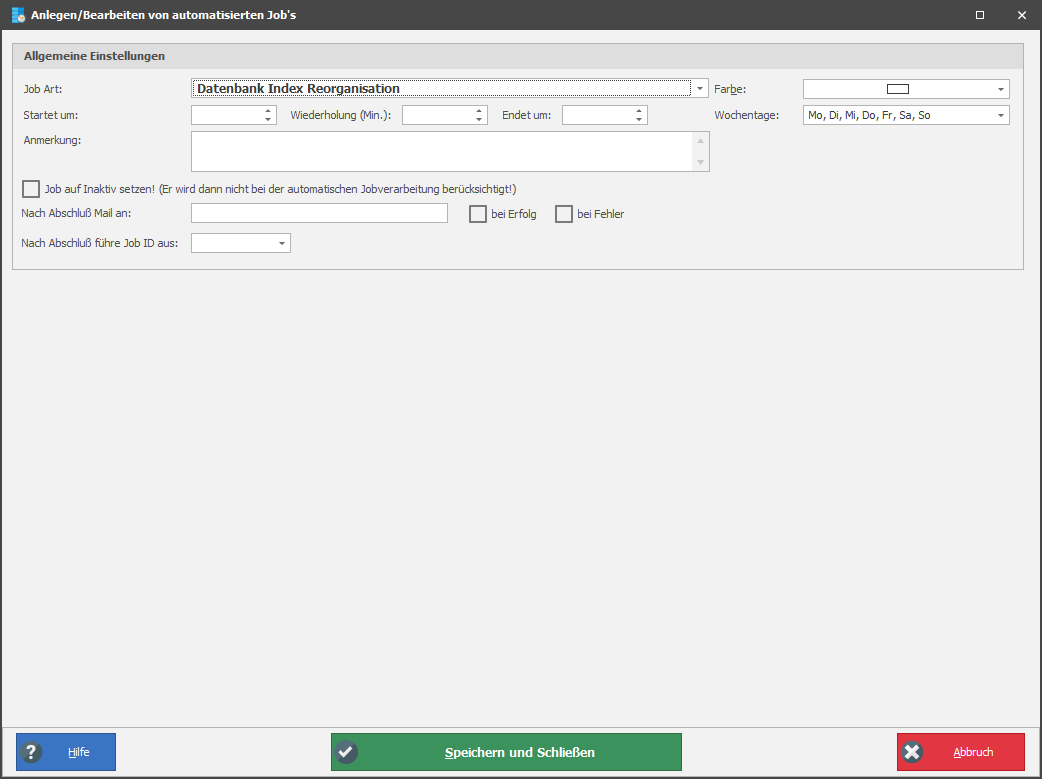 Datenbank Index Reorganisation