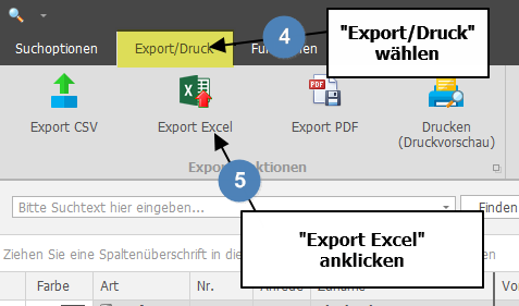 Lieferantenliste über Export/ Druck exportieren in der Reifenhandel Software PlusFakt Enterprise